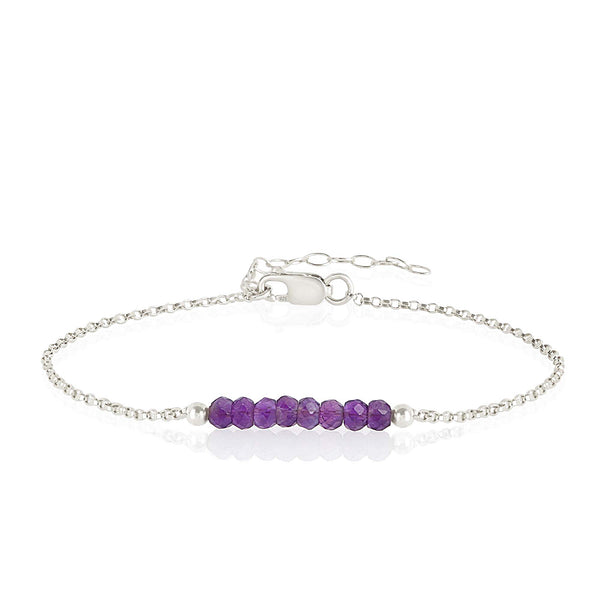 Amethyst Bracelet with initials in Silver - Boutique Baltique