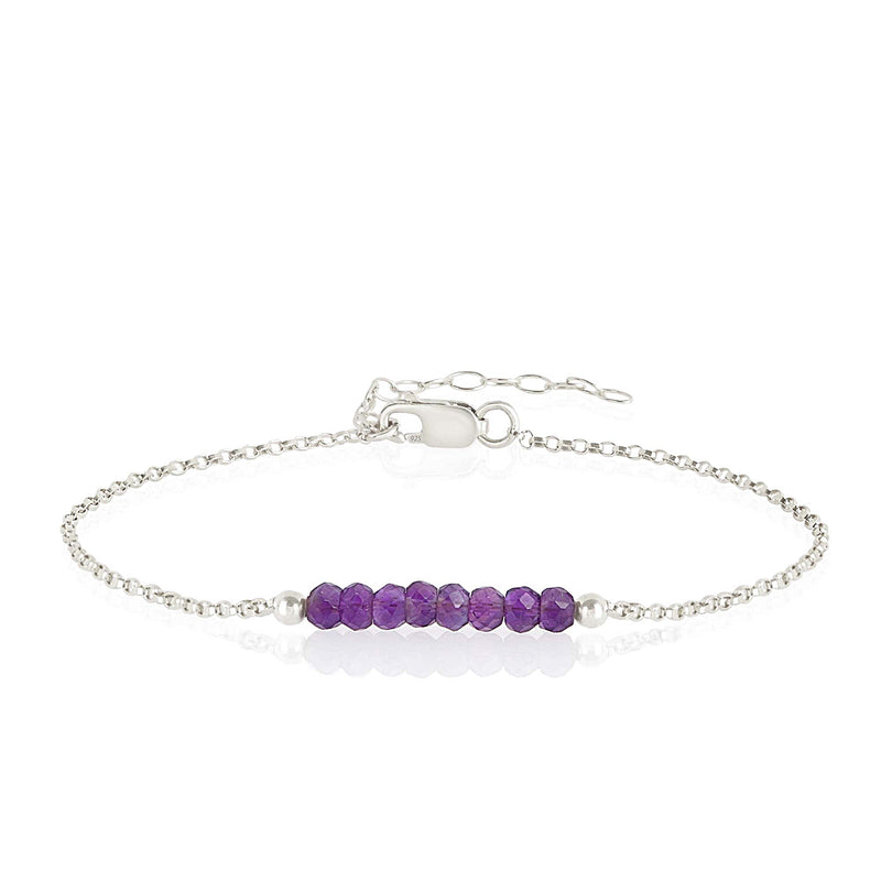 Amethyst Bracelet with initials in Silver - Boutique Baltique