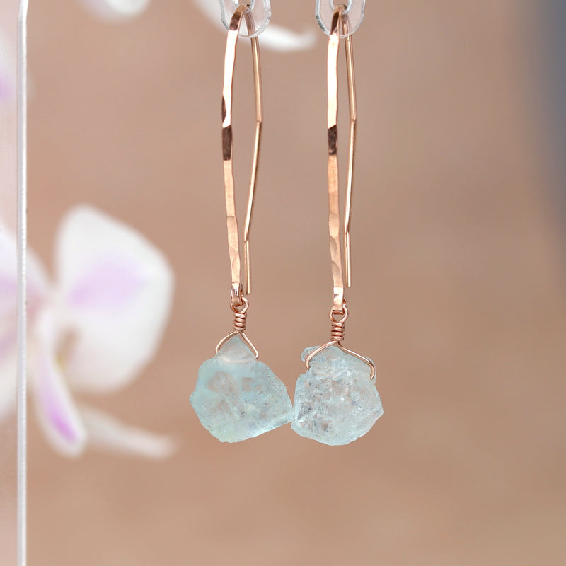 Amazon.com: 925 Sterling Silver Drop Earrings, Natural Raw Aquamarine Rose  Quartz Gemstone Women Gift Jewelry RSE1003: Clothing, Shoes & Jewelry