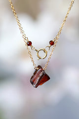 Raw Garnet necklace in gold, rose gold, sterling silver, january birthstone - boutique baltique