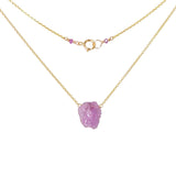 Raw Pink Sapphire Necklace, Gold, Details