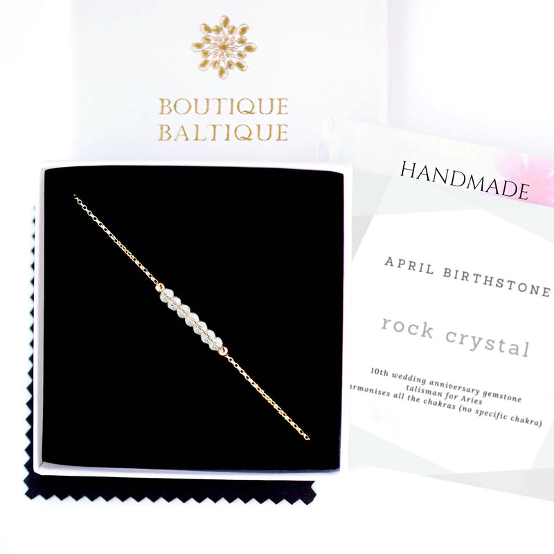 Rock Crystal Anklet with initials in Gold - Boutique Baltique