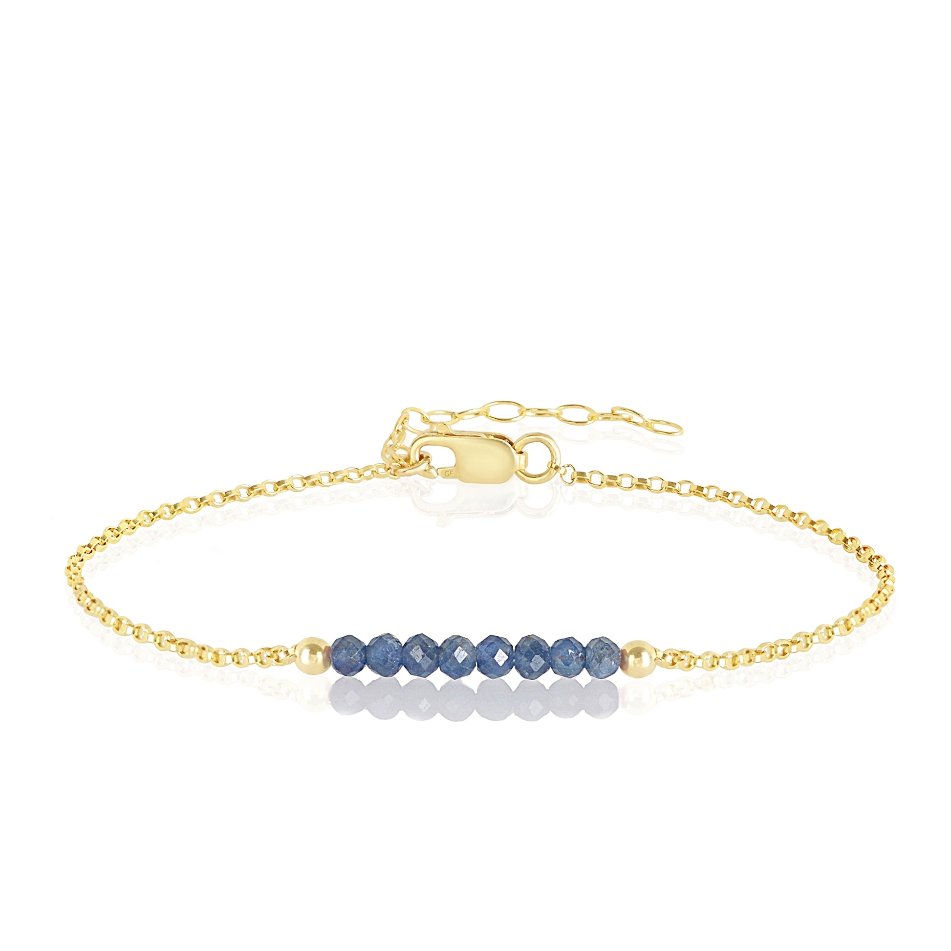 Blue Sapphire Anklet with initials in Gold - Boutique Baltique