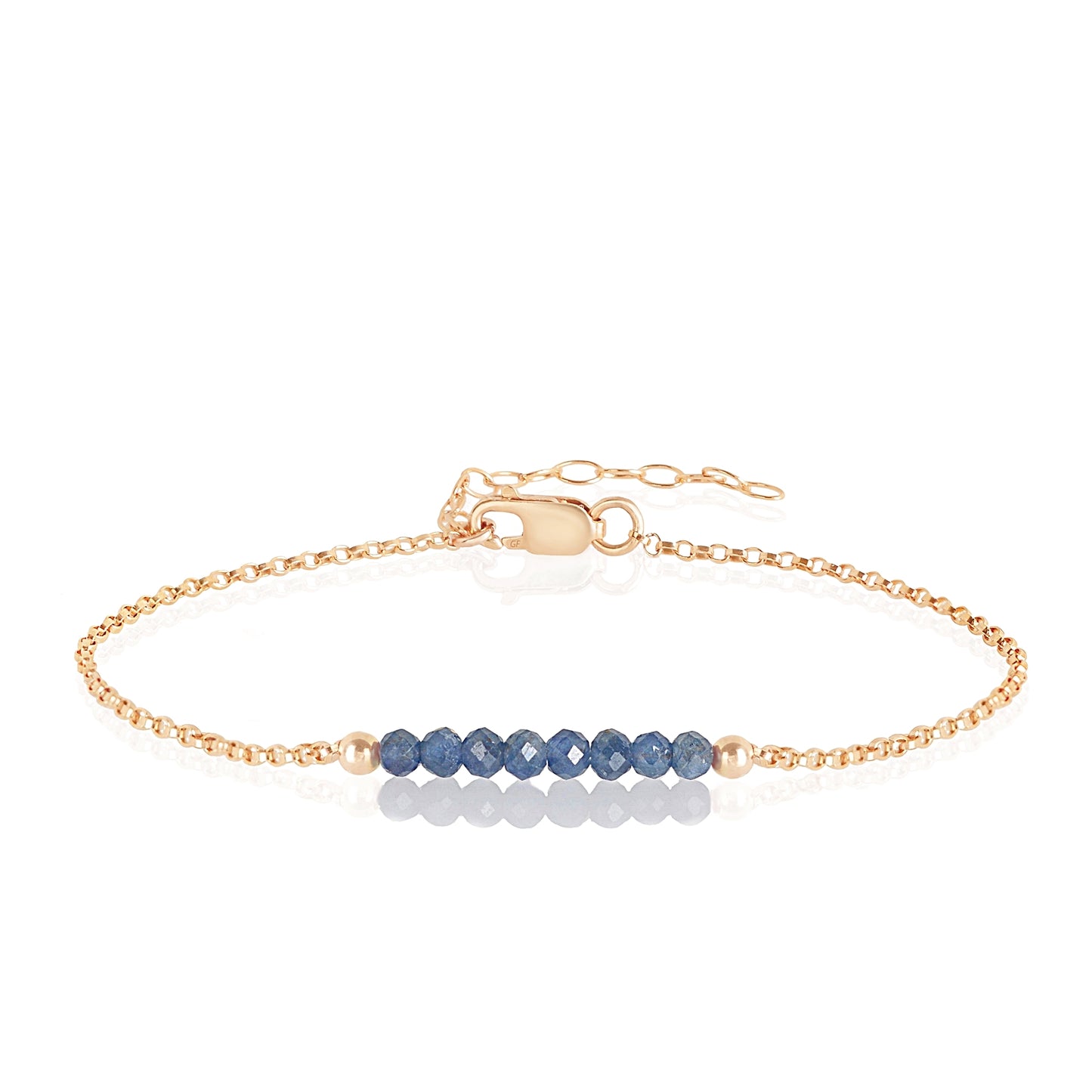 Blue Sapphire Anklet with initials in Rose Gold - Boutique Baltique