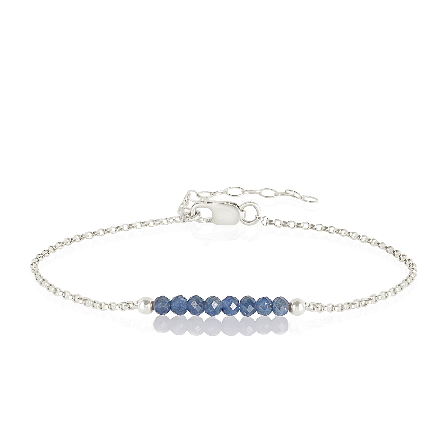 Blue Sapphire Anklet with initials in Silver - Boutique Baltique