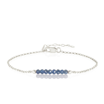 Blue Sapphire Anklet with initials in Silver - Boutique Baltique
