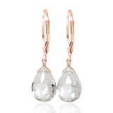 14k Rose Gold Clear Quartz Earrings with Leverbacks