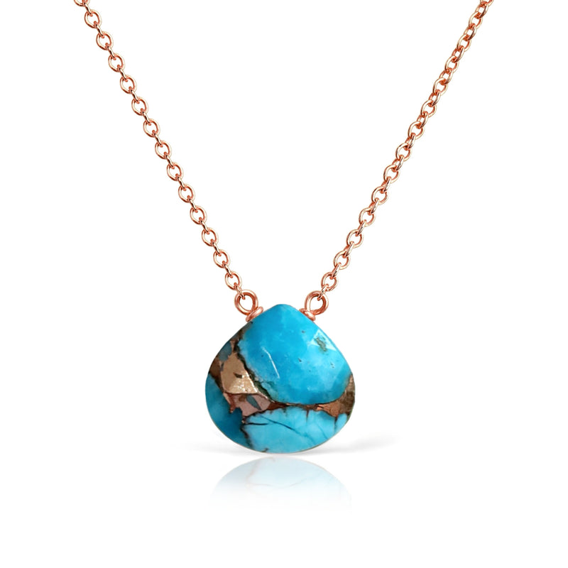 14k Rose Gold Mojave Copper Turquoise Necklace