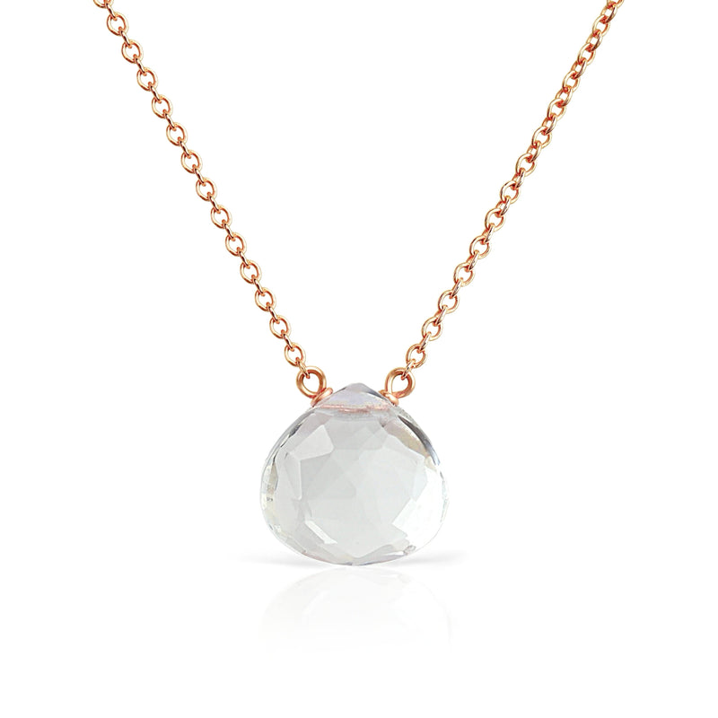 14k Rose Gold Clear Quartz Necklace
