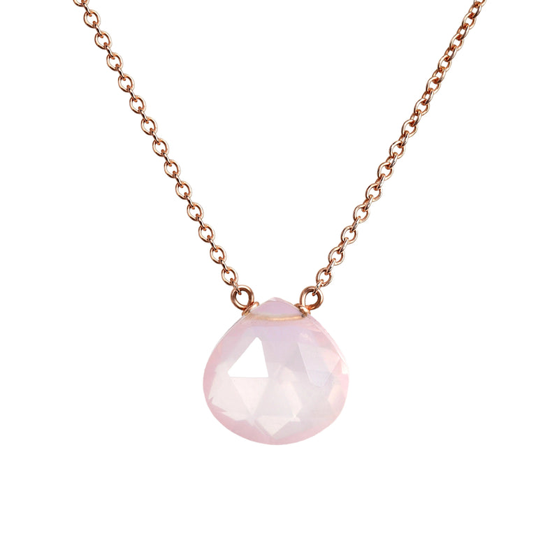 Rose quartz pendant, natural gemstone, throat chakra, baby pink neckla —  San José Made
