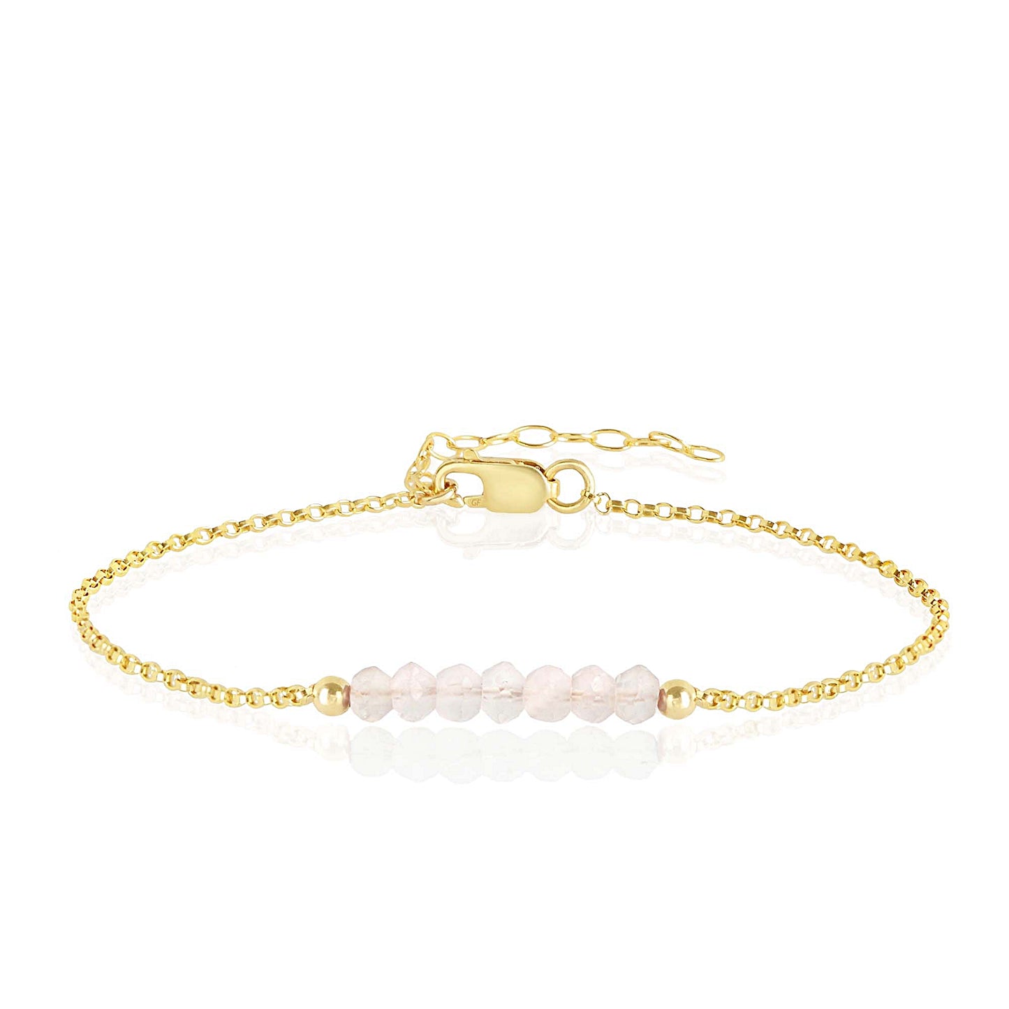 Rose Quartz Anklet with initials in Gold - Boutique Baltique