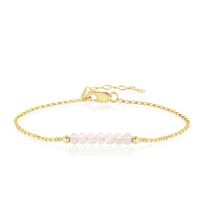 Rose Quartz Anklet with initials in Gold - Boutique Baltique