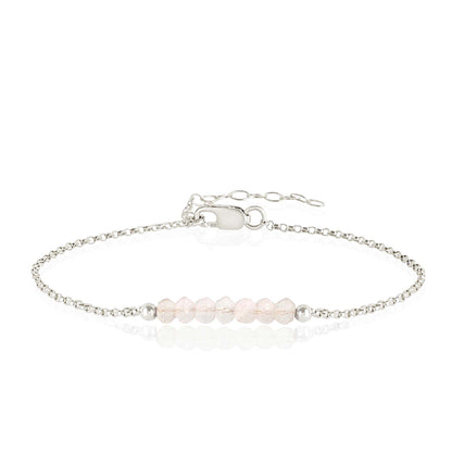 Rose Quartz Anklet with initials in Silver - Boutique Baltique
