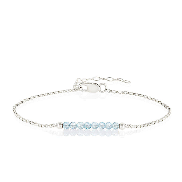Sky Blue Topaz Bracelet with initials in Silver - Boutique Baltique