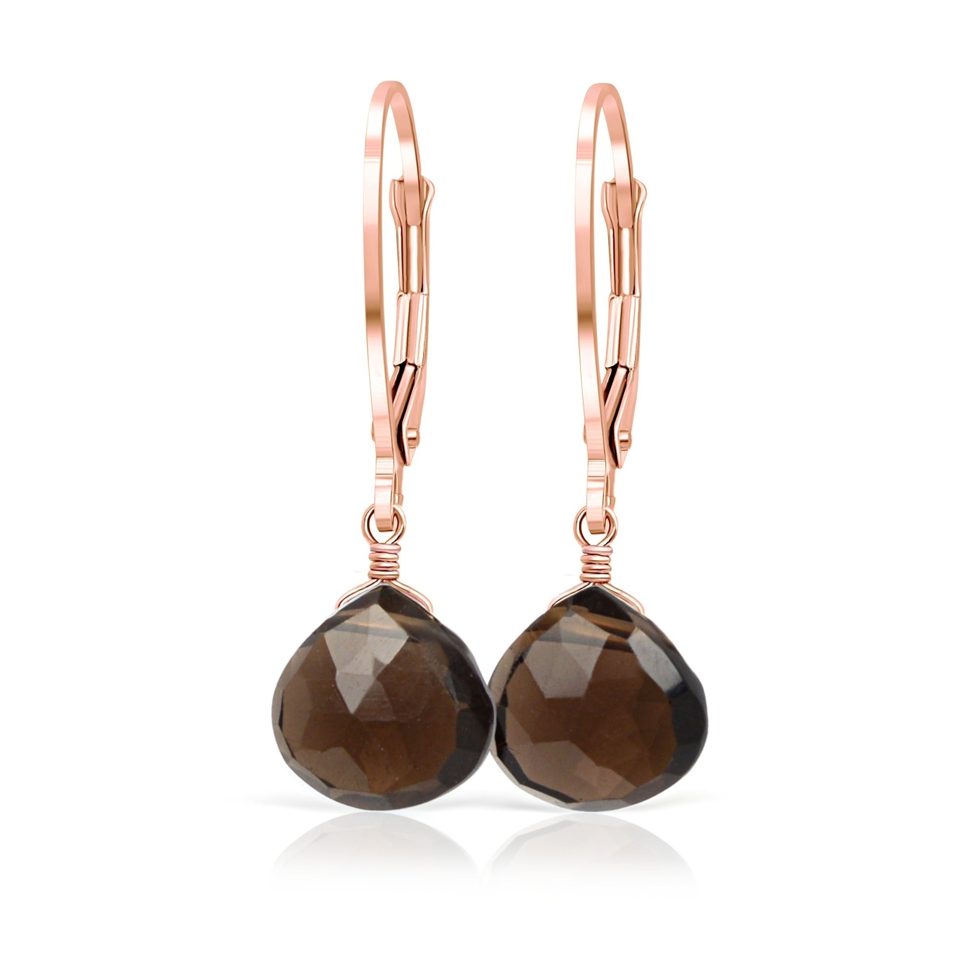 14k Rose Gold Smoky Quartz Earrings