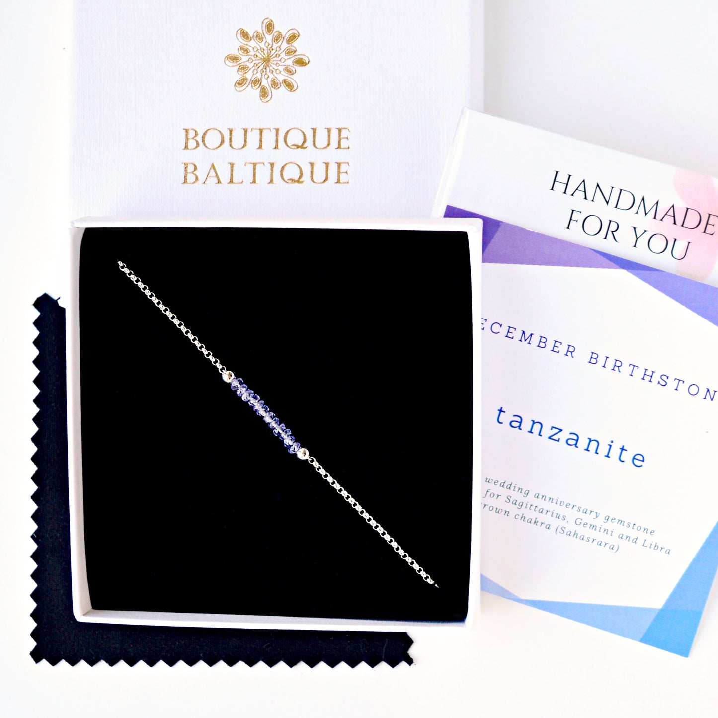Tanzanite Anklet with initials in Silver - Boutique Baltique 