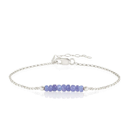 Tanzanite Anklet with initials in Silver - Boutique Baltique 