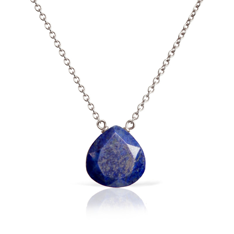 14k White Gold Lapis Lazuli Necklace