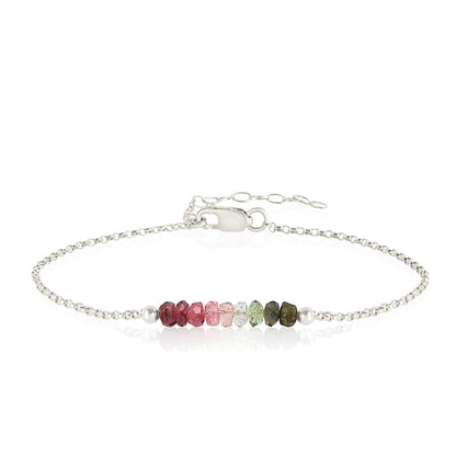 Watermelon Tourmaline Anklet with initials in Silver - Boutique Baltique 