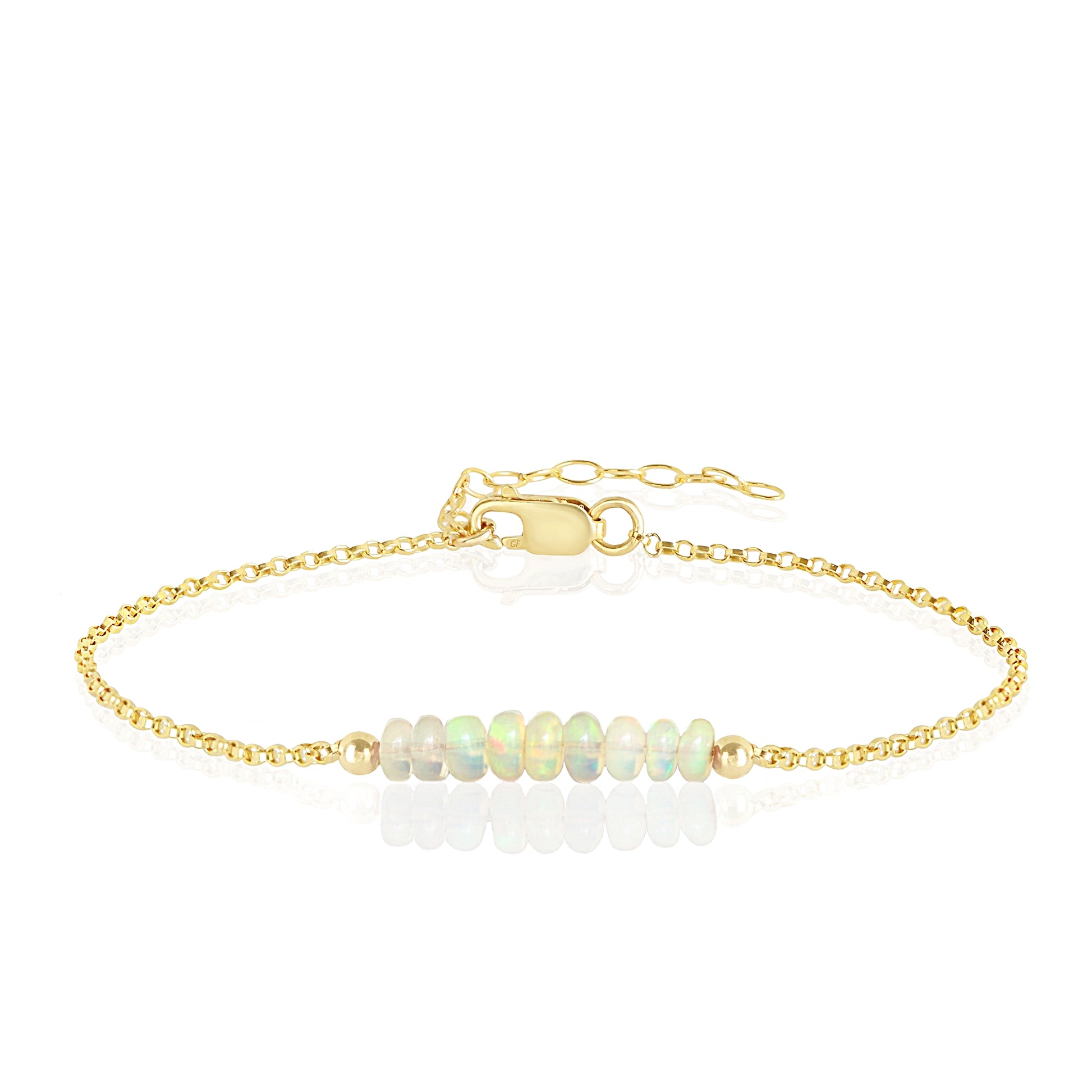 Ethiopian Opal Anklet with initials in Gold - Boutique Baltique