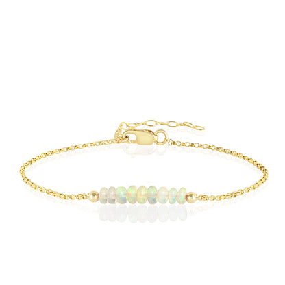 Ethiopian Opal Anklet with initials in Gold - Boutique Baltique