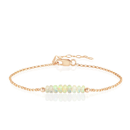 Ethiopian Opal Anklet with initials in Rose Gold - Boutique Baltique