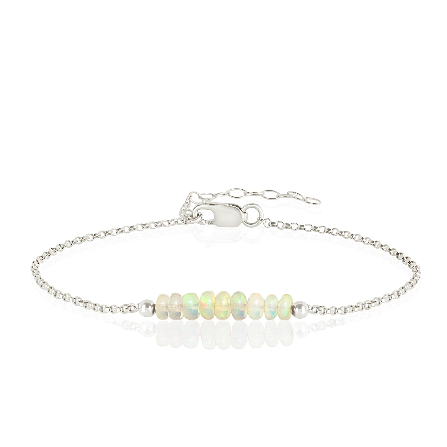 Ethiopian Opal Anklet with initials in Silver - Boutique Baltique