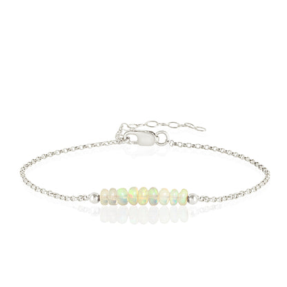 Ethiopian Opal Anklet with initials in Silver - Boutique Baltique
