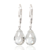 14k White Gold Clear Quartz Earrings with Leverbacks