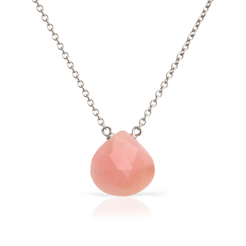 14k White Gold Pink Opal Necklace