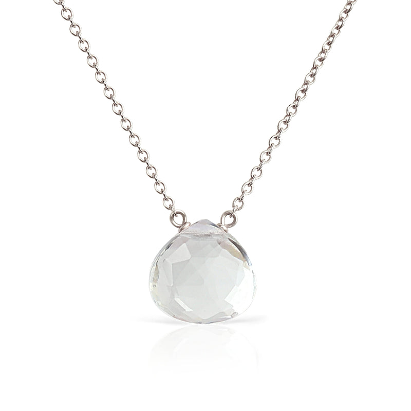 14k White Gold Clear Quartz Necklace