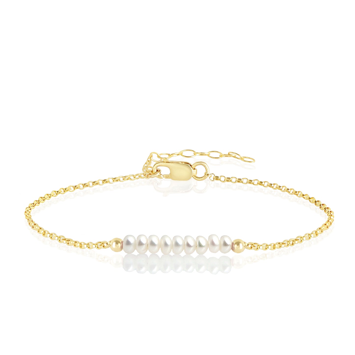 White Pearl Anklet with initials in Gold - Boutique Baltique 