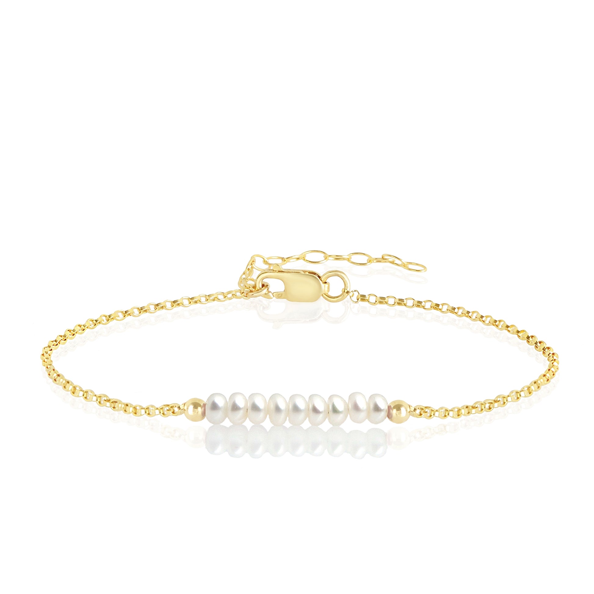 White Pearl Anklet with initials in Gold - Boutique Baltique 