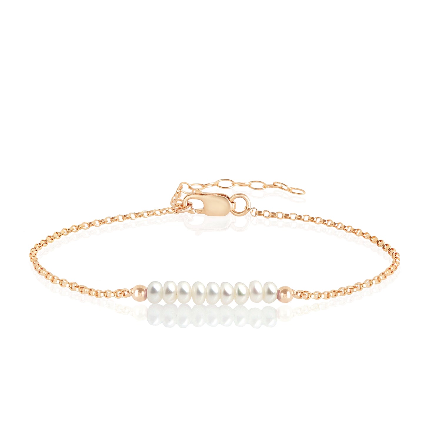 White Pearl Anklet with initials in Rose Gold - Boutique Baltique 