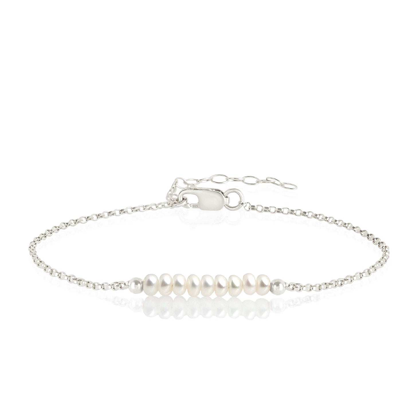 White Pearl Anklet with initials in Silver - Boutique Baltique 