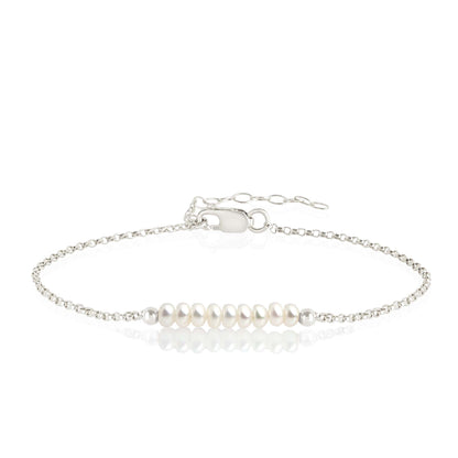 White Pearl Anklet with initials in Silver - Boutique Baltique 