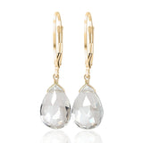 14k Gold Clear Quartz Earrings with Leverbacks