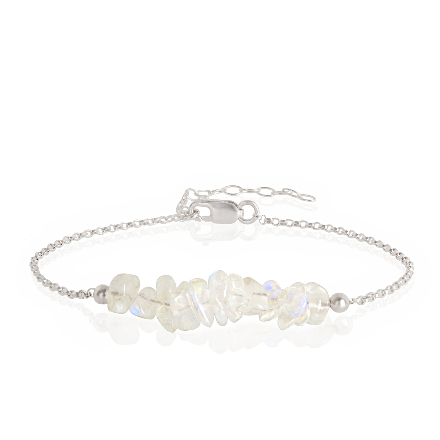 Raw Rainbow Moonstone Bracelet in sterling silver - Jewlery by Boutique Baltique