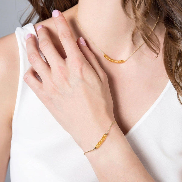  Citrine Bracelet with initials in Gold - Boutique Baltique