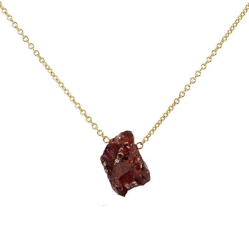 Raw Garnet Necklace in gold, rose gold, sterling silver, january birthstone - boutique baltique