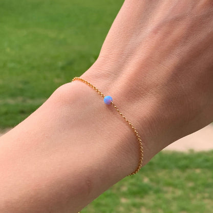 White or Blue Opal Bracelet in 14k Gold Filled, Rose Gold or Sterling Silver, Jewelry Gift for Women - October Birthstone