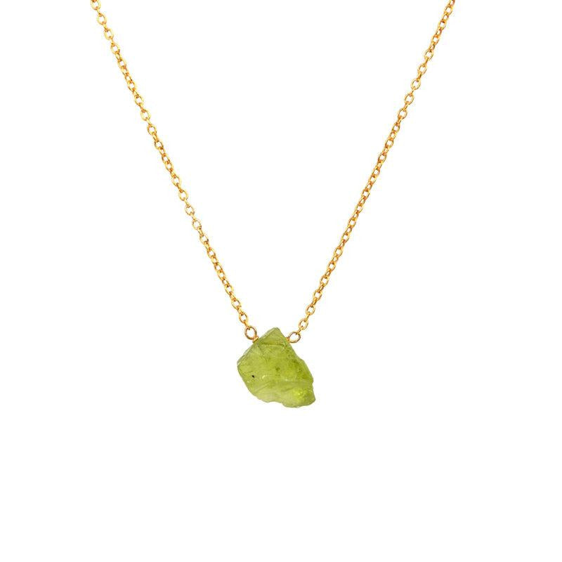 Raw Peridot Necklace in Gold with Meaning - Boutique Baltique