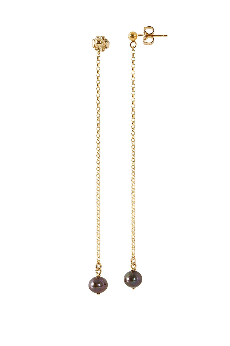 JUNO Earrings - Black Freshwater Pearl Earrings in 14k Gold, Rose Gold or Sterling Silver