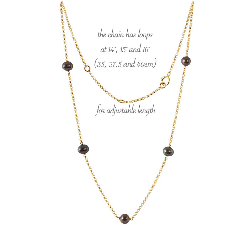 JUNO Black Pearl Necklace - Classic Pearl Choker in adjustable length