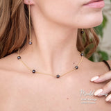 JUNO Black Pearl Necklace - Classic Pearl Choker, June Birthstone in 14k Solid Gold, Rose Gold or Sterling Silver