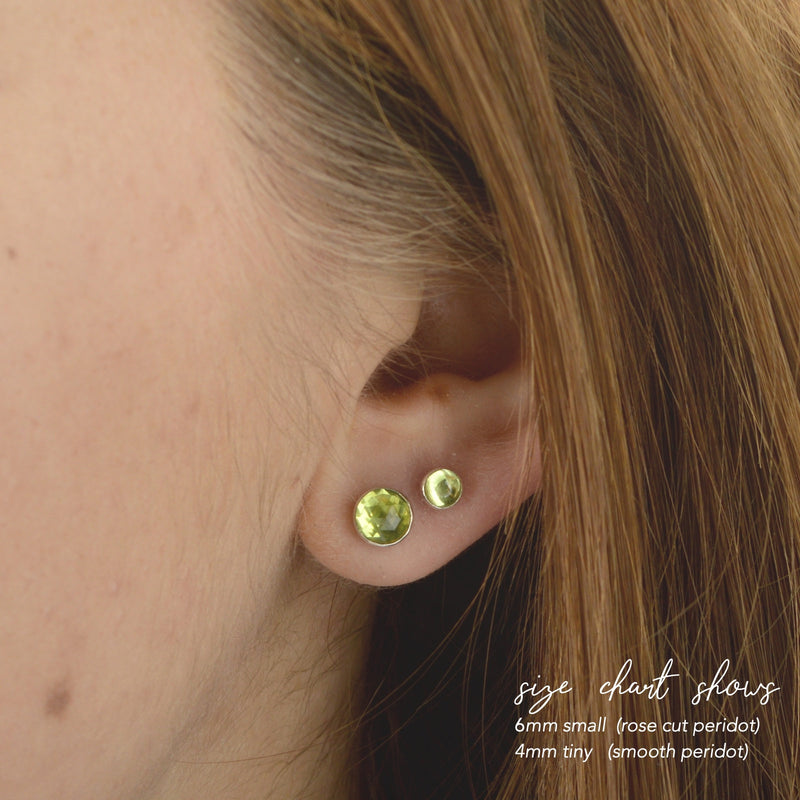 Genuine Peridot Stud Earrings in 14k Gold or Sterling Silver, August Birthstone, Natural Green Gemstone Earrings, Libra Gift for Women