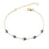 JUNO Bracelet, Dainty Black Freshwater Pearl Bracelet in 14k Gold, Rose Gold or Sterling Silver