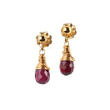 Drop Gemstone Earrings on Ball Studs in 14k Gold Filled, 14k Rose Gold, Solid Gold or Sterling Silver, Gift for Women
