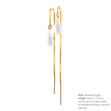 Rock Crystal Threader Earrings in 14k Solid Gold, Rose Gold or Sterling Silver - April Birthstone - &quot;Splash&quot; - Gift for Women
