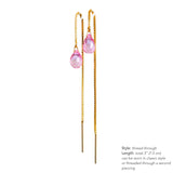 Pink Topaz Threader Earrings in 14k Solid Gold, Rose Gold or Sterling Silver - November Birthstone - &quot;Splash&quot; - Gift for Women
